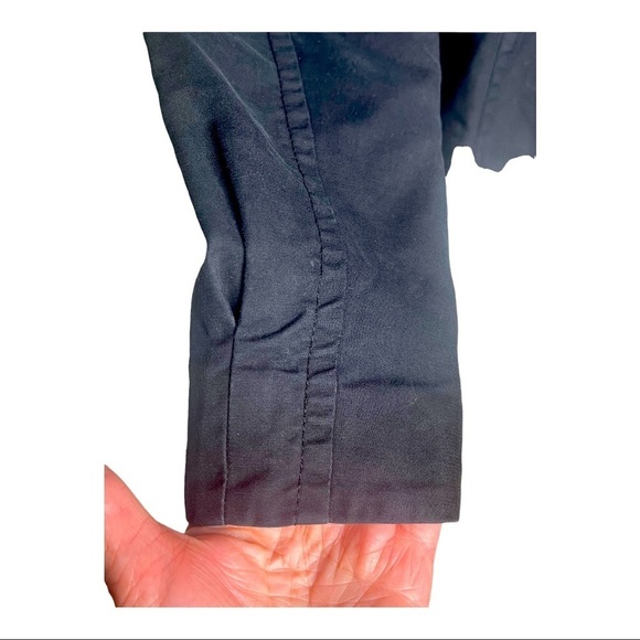 Armani Exchange Black Cotton Lined High Collar Trench Pockets Jacket Wrap Belt S - Picture 9 of 10